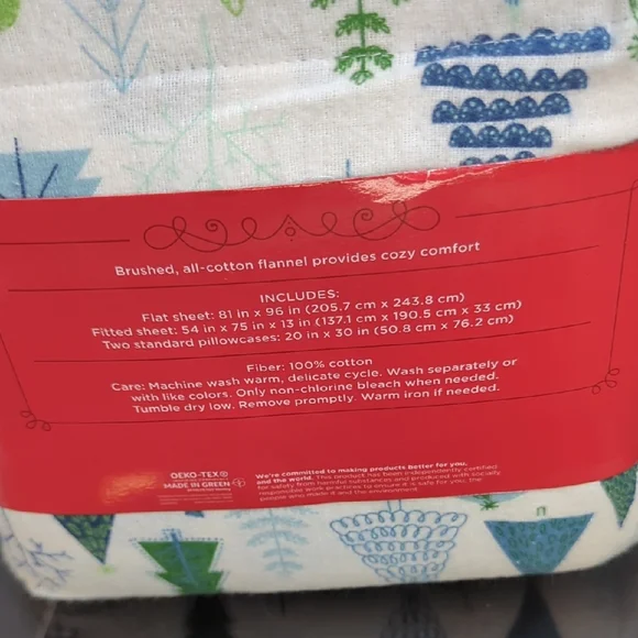 Wondershop Full bed flannel sheet set with Trees NEW - Picture 2 of 3